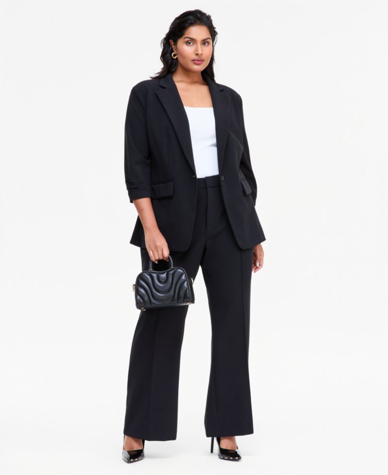 Plus Size Stretch 3/4-Sleeve Blazer