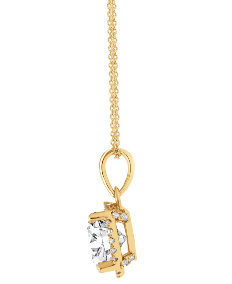 Badgley Mischka Certified Lab Grown Diamond Halo 18" Pendant Necklace (2 ct. t.w.) in 14k Gold