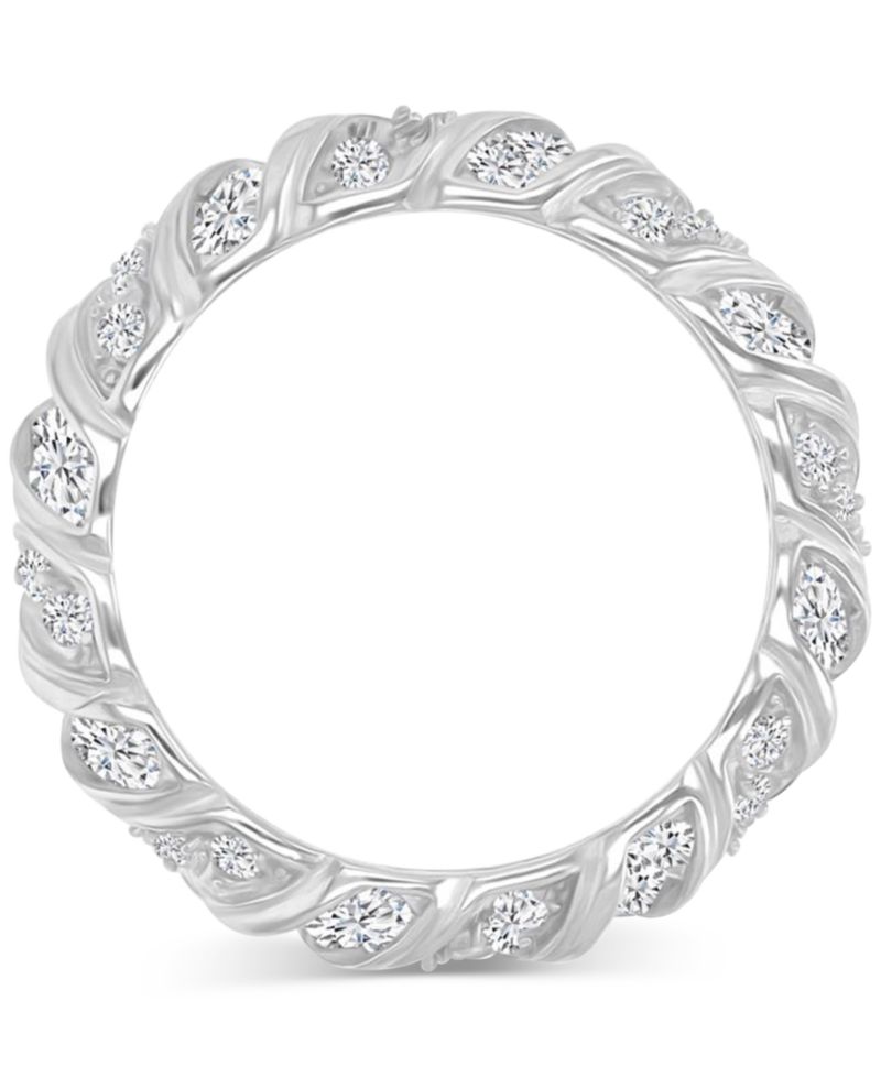 Cubic Zirconia Baguette Cut Twisted Eternity Ring (4.55 ct.t.w.) in Sterling Silver