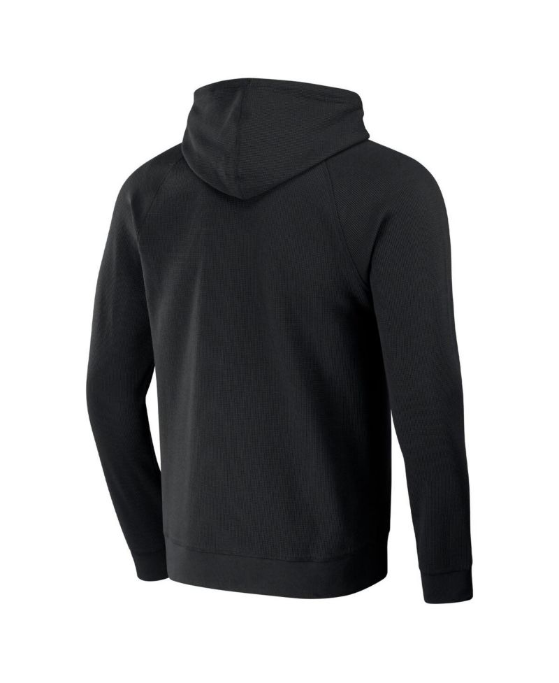 Men's Darius Rucker Collection by Black Distressed San Francisco Giants Waffle-Knit Raglan Pullover Hoodie