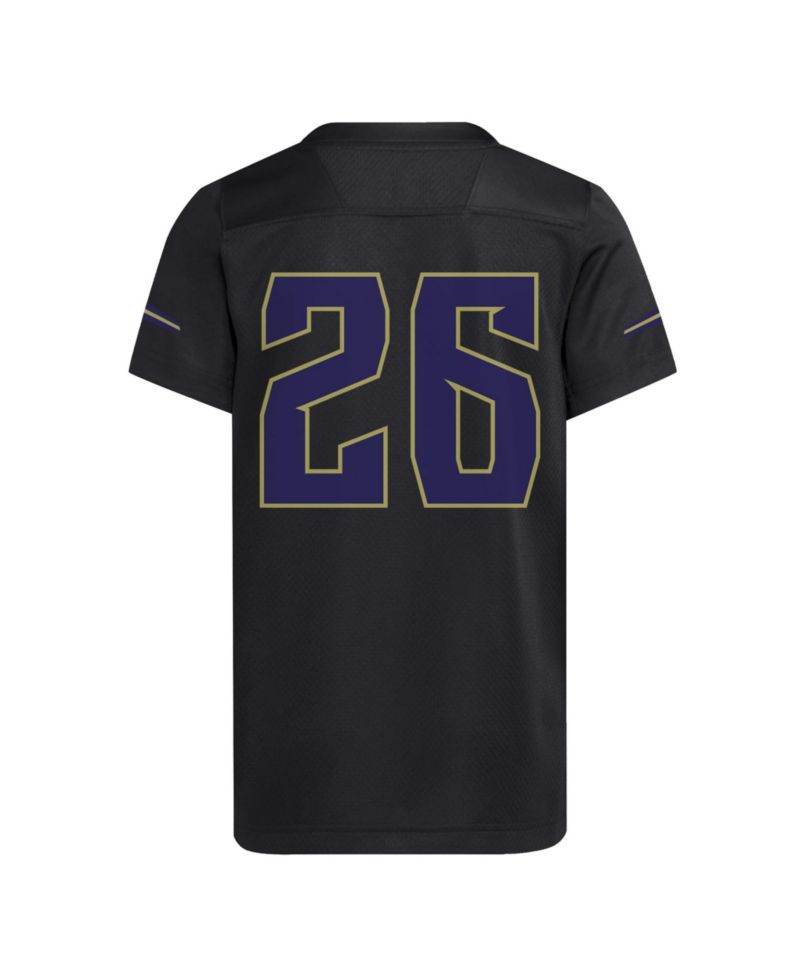 Big Boys and Girls 26 Black Washington Huskies Dawgs Strategy Football Jersey