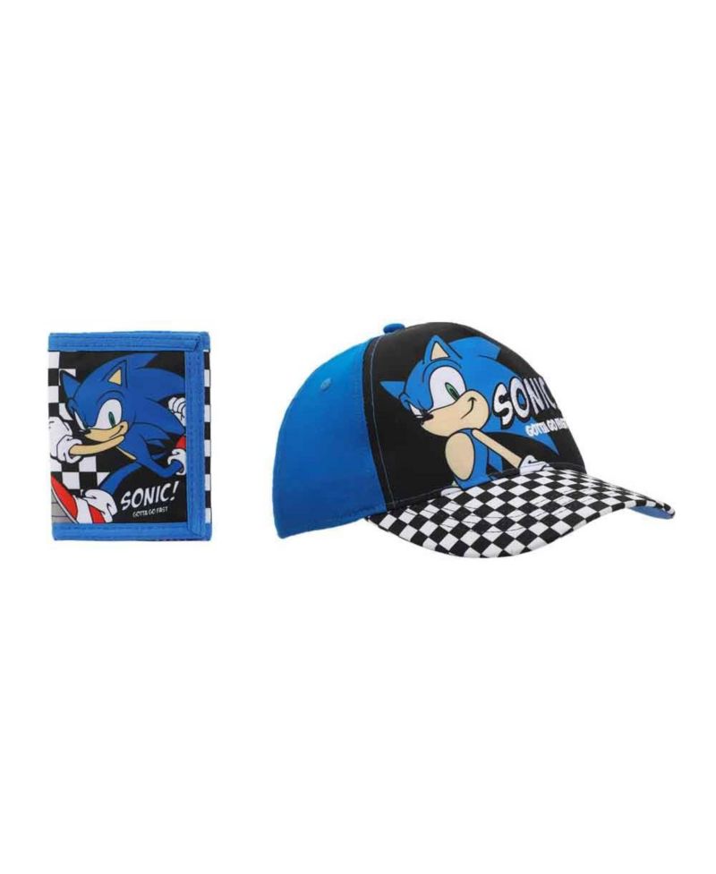 Character and Checkered Patterns 2-Piece Curved Snapback Hat and Bi-Fold Wallet Set