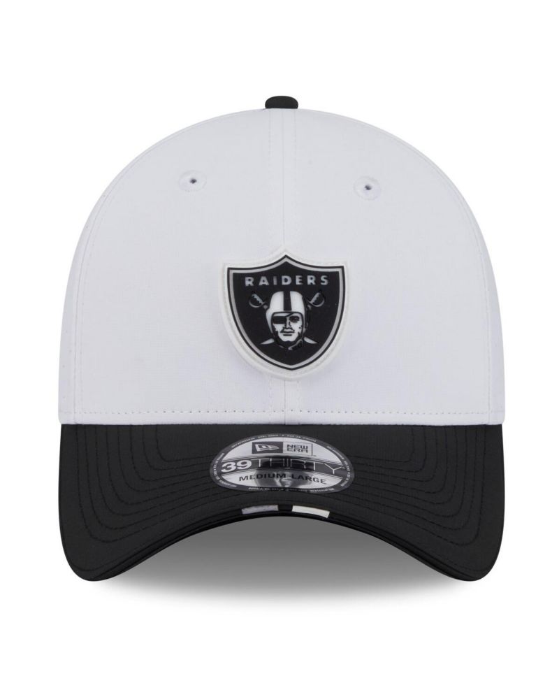 Men's White/Black Las Vegas Raiders 2025 NFL Training Camp 39THIRTY Flex Hat