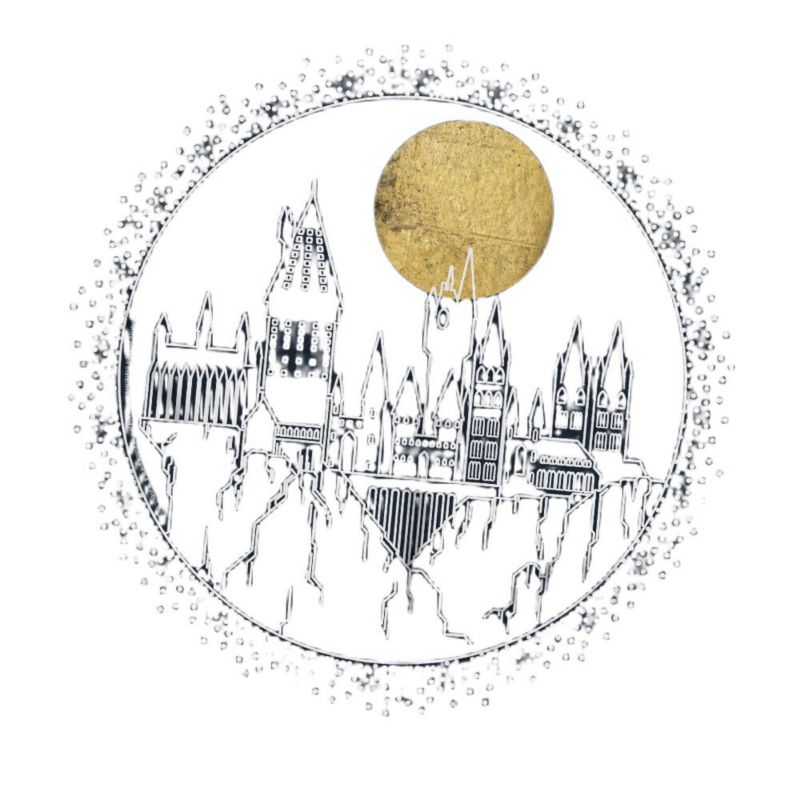 Men's Hogwarts Full Moon Line Art T Shirt