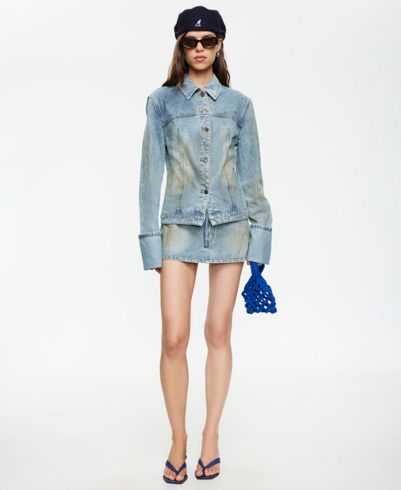Women's The Bronx Spread Collar Button-Front Cotton Denim Jacket