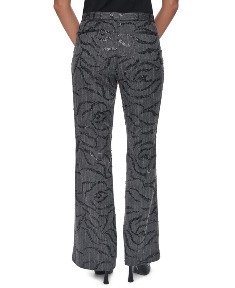 Women's Sequin Herringbone Wide-Leg Trousers