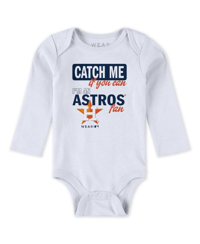 Baby Boys and Girls Heather Gray/White/Navy Houston Astros Turn Me Around Bodysuits & Pants Set