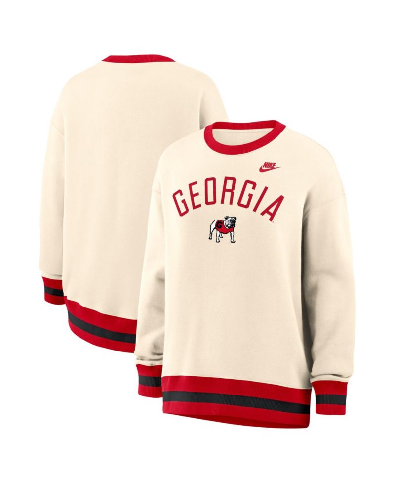Women's Natural Georgia Bulldogs Oversized Legacy Arch Phoenix Sweatshirt