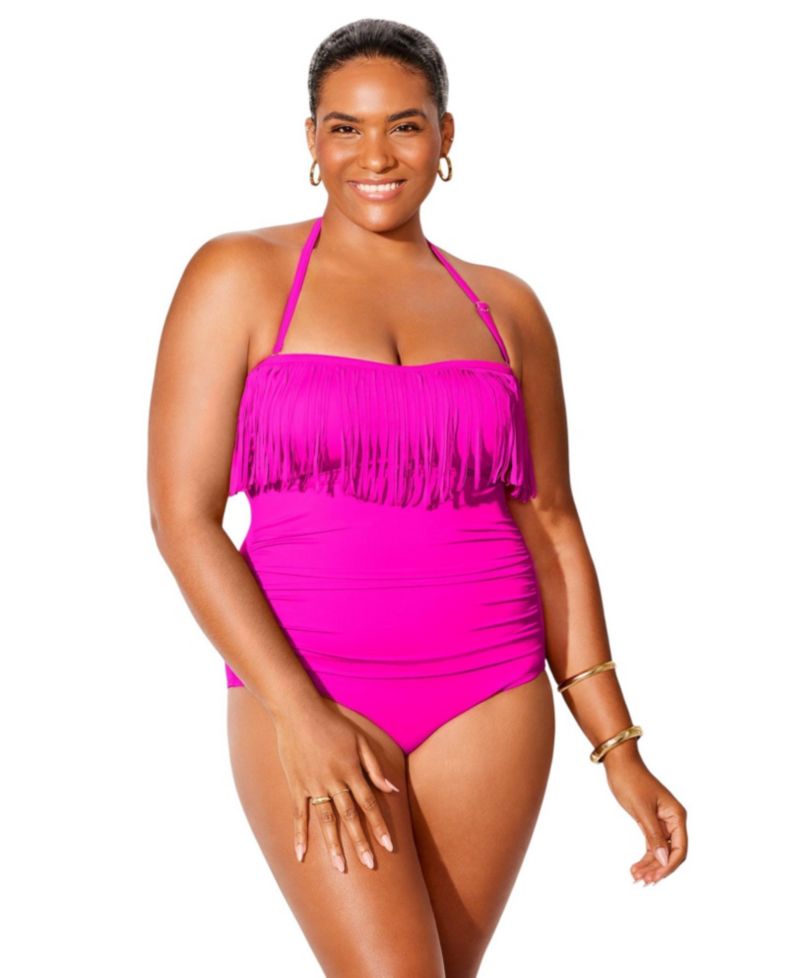 Women's Fringe Bandeau One Piece Swimsuit