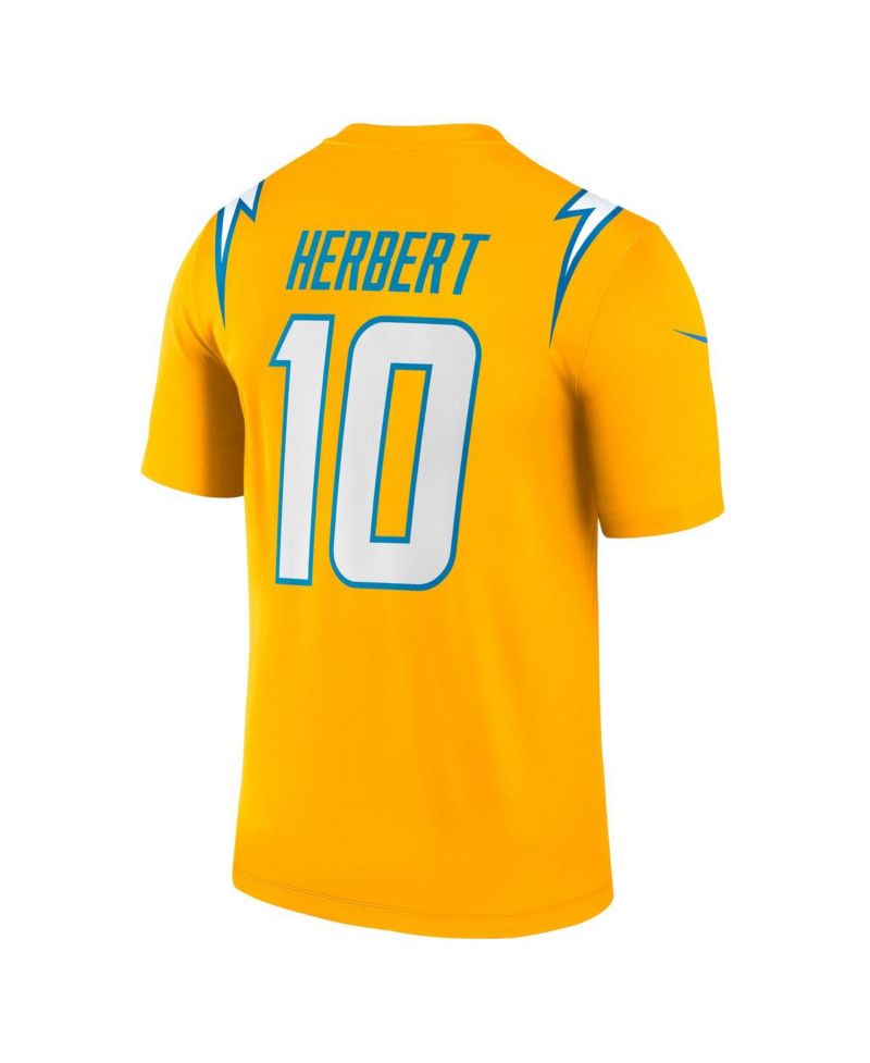 Men's Justin Herbert Gold Los Angeles Chargers Alternate Charger Power Legend Player Performance Top
