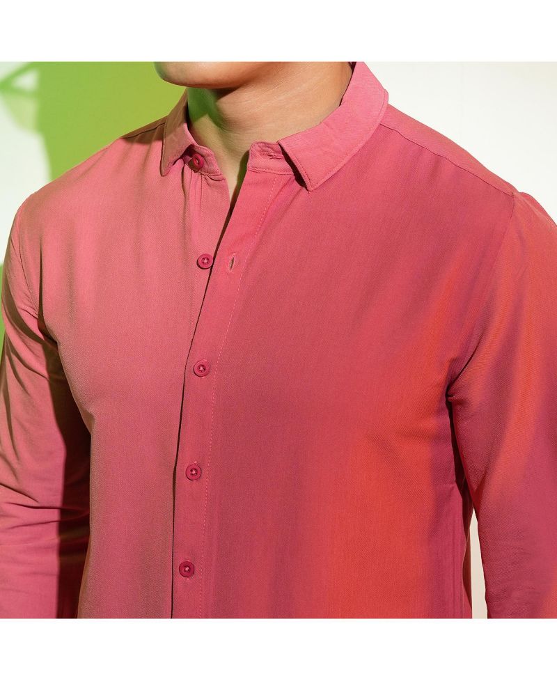 Men's Coral Pink Solid Basic Shirt
