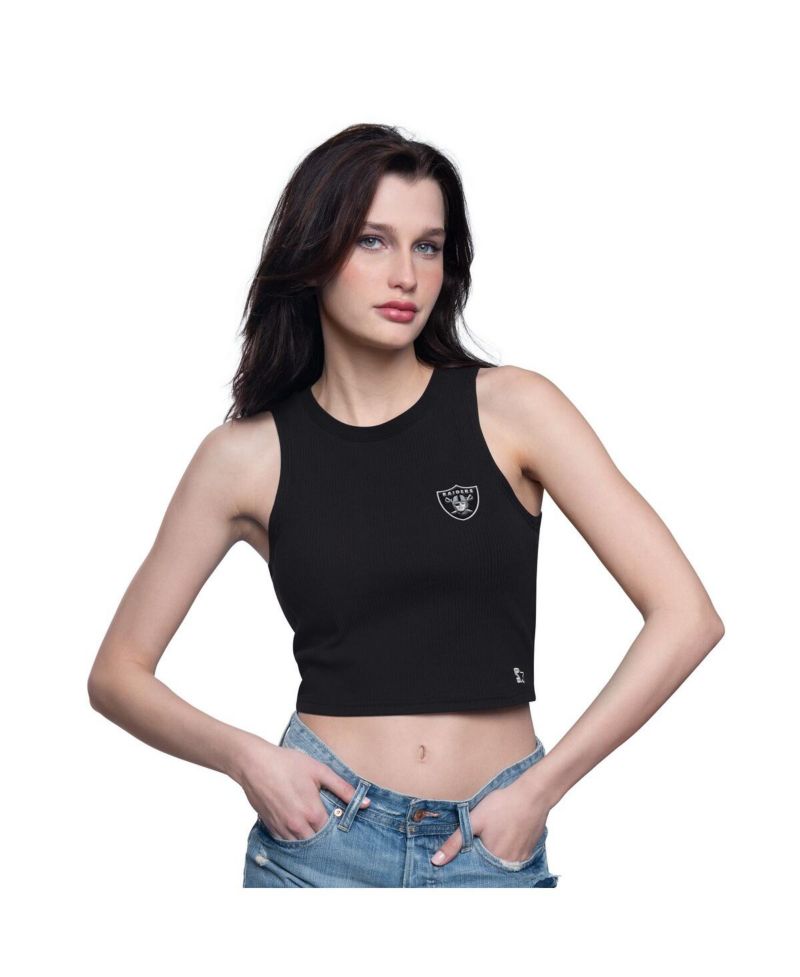 Women's Black Las Vegas Raiders Show Up Cropped Tank Top