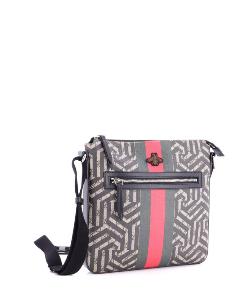 Medium Front Zip Messenger Caleido GG Coated Canvas