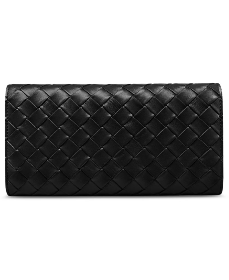 Woven Pebbled Gold-Tone Hardware Wallet