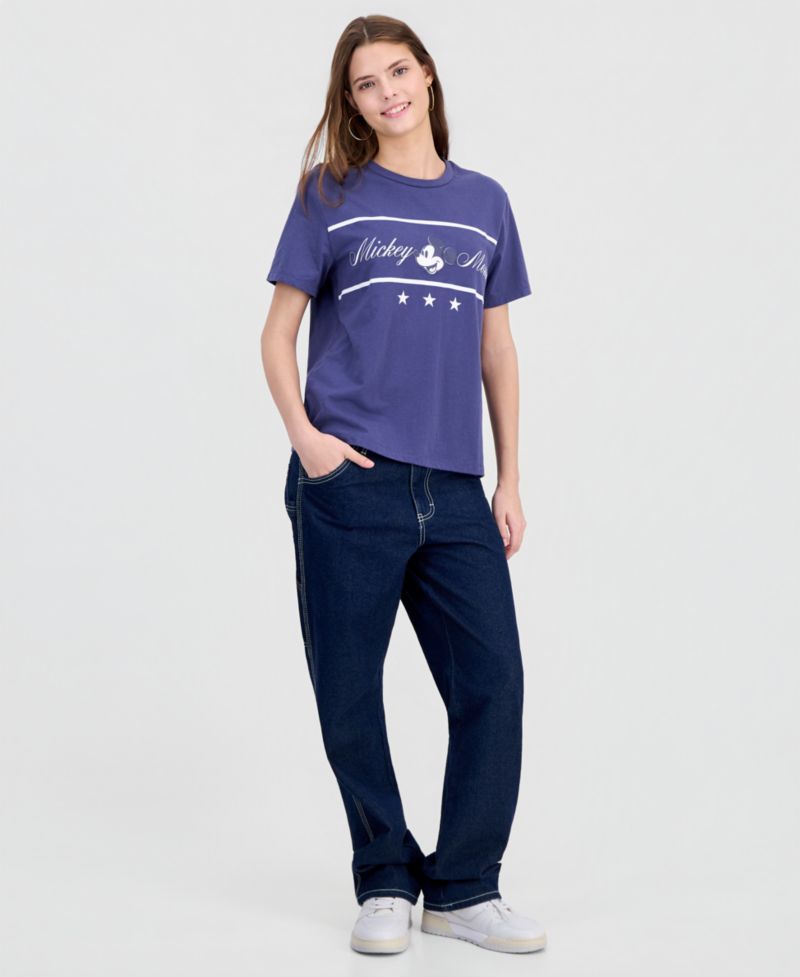 Juniors' Mickey Mouse Sporty Crewneck Tee