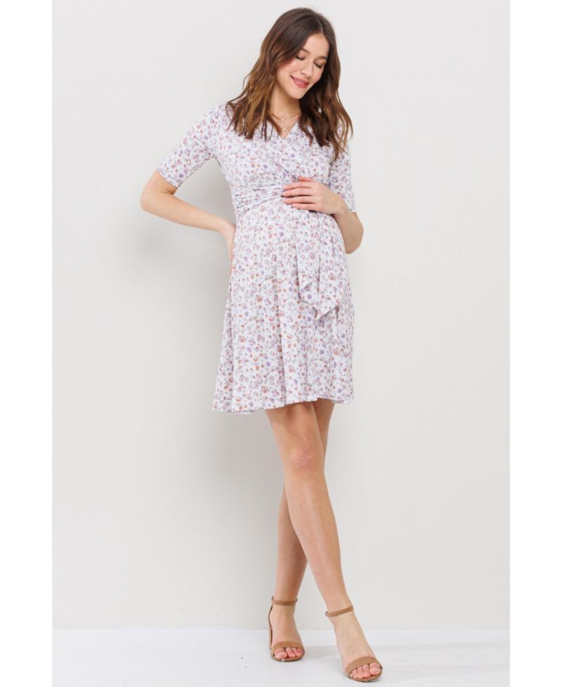 Women's Floral Wrap Nursing Dress with Tie Waist