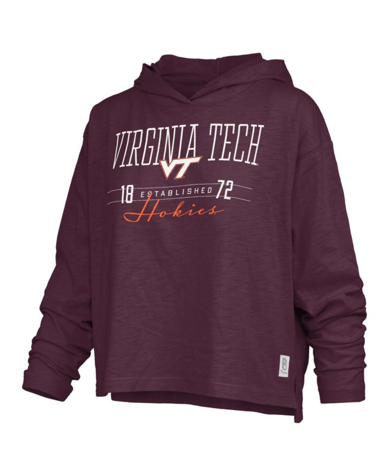 Women's Maroon Virginia Tech Hokies Castillo Slub Waist Length Long Sleeve Hooded T-Shirt