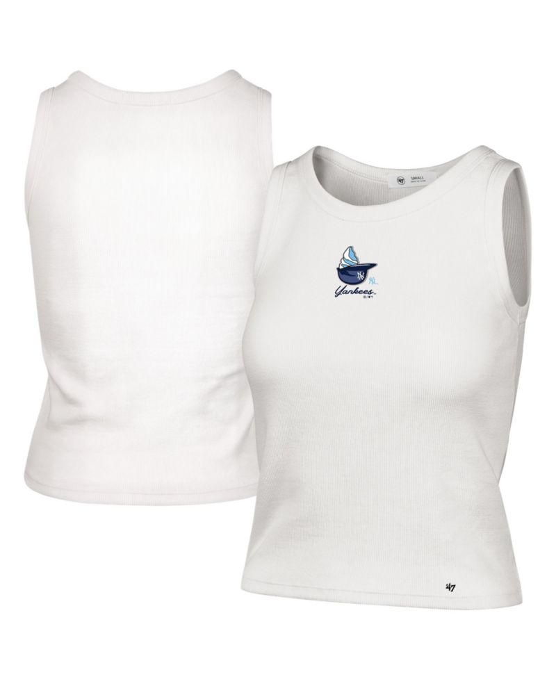 Women's '47 Cream New York Yankees Single Swirl Ribbed Baby Tank Top