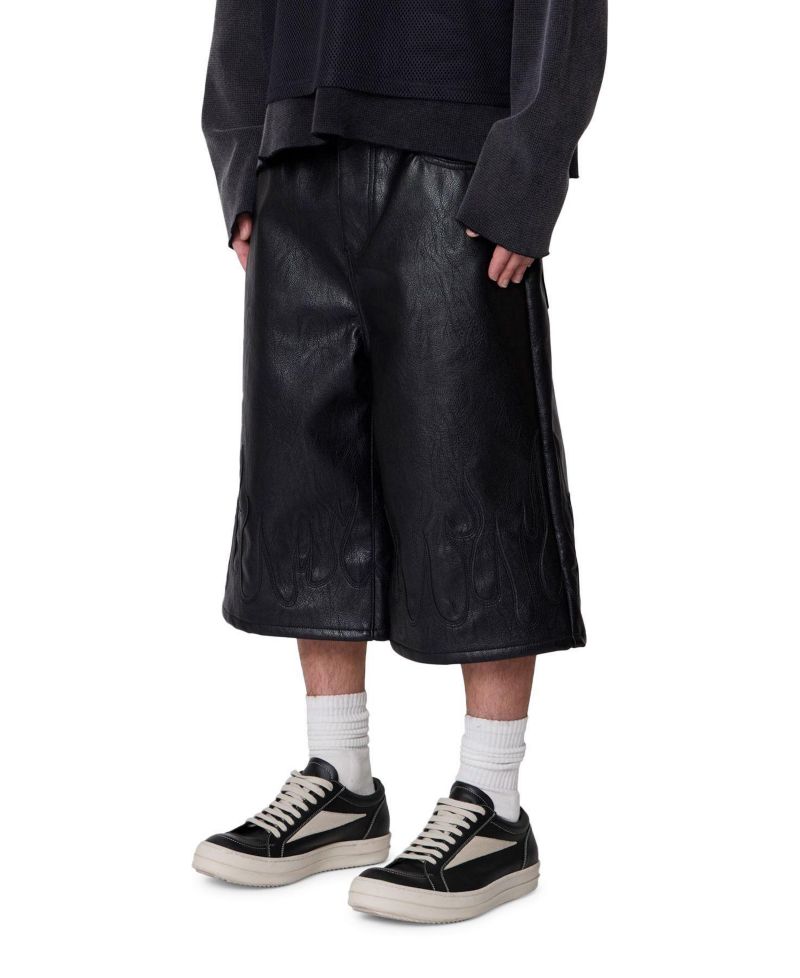 Men's Ultra Baggy Leather Flame Shorts