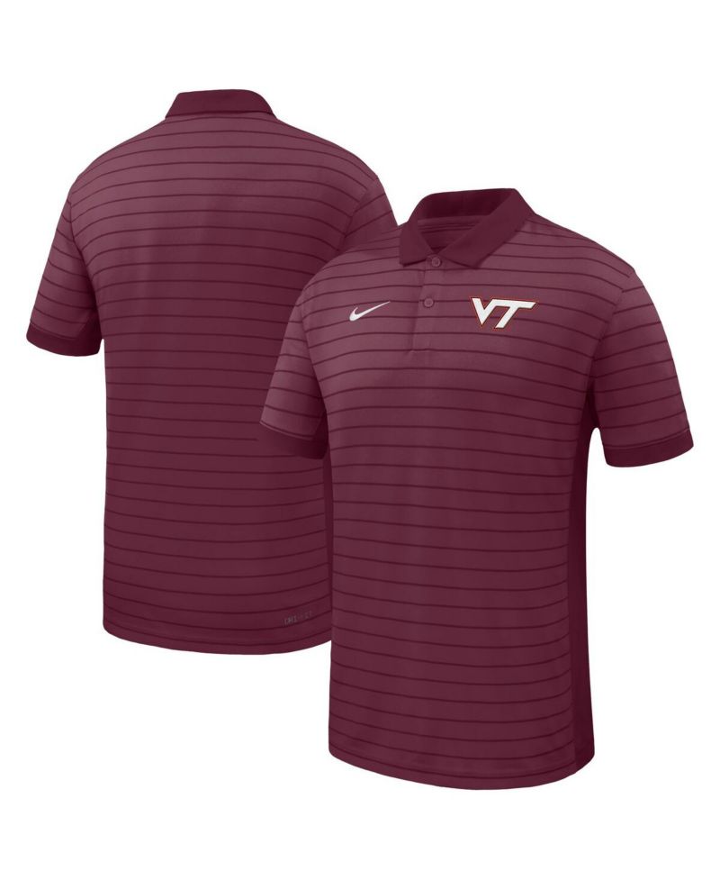 Men's Maroon Virginia Tech Hokies 2025 Early Season Coaches Sideline Victory Stripe Performance Polo Shirt