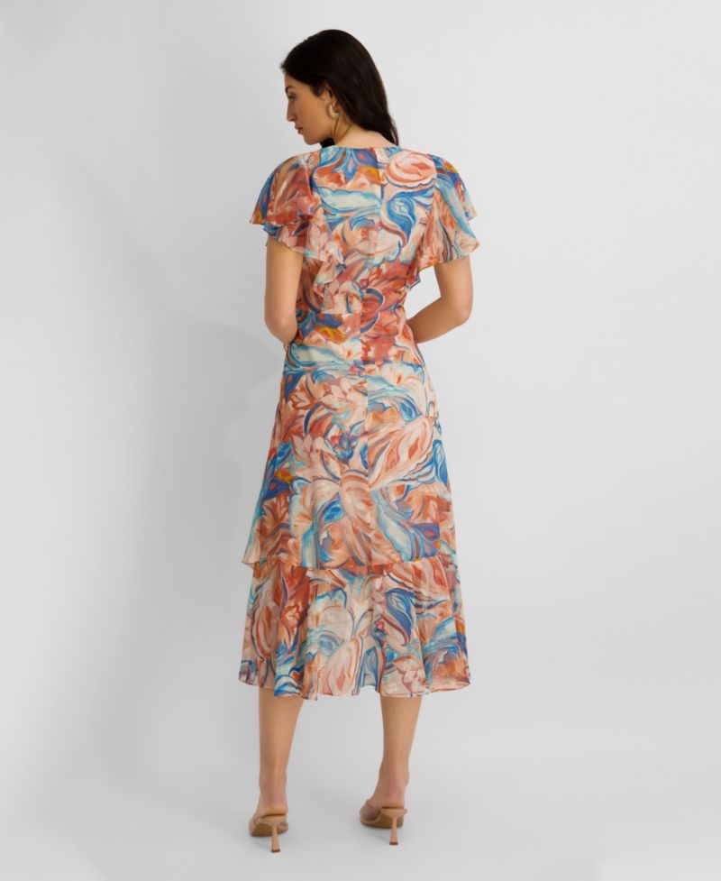 Women's Printed Burnout Chiffon A-Line Dress