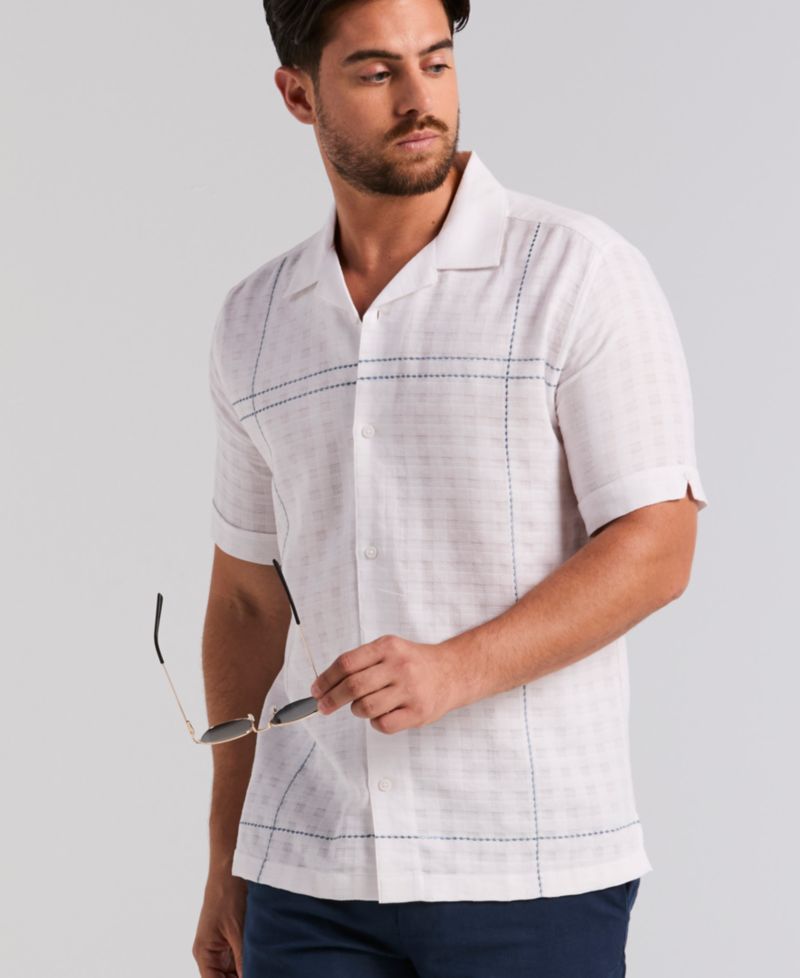 Men's Cotton Blend Embroidered Shirt
