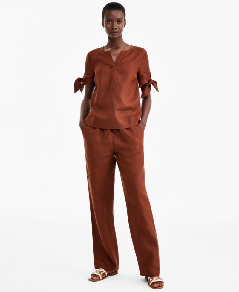 Women's 100% Linen Drawstring Pants