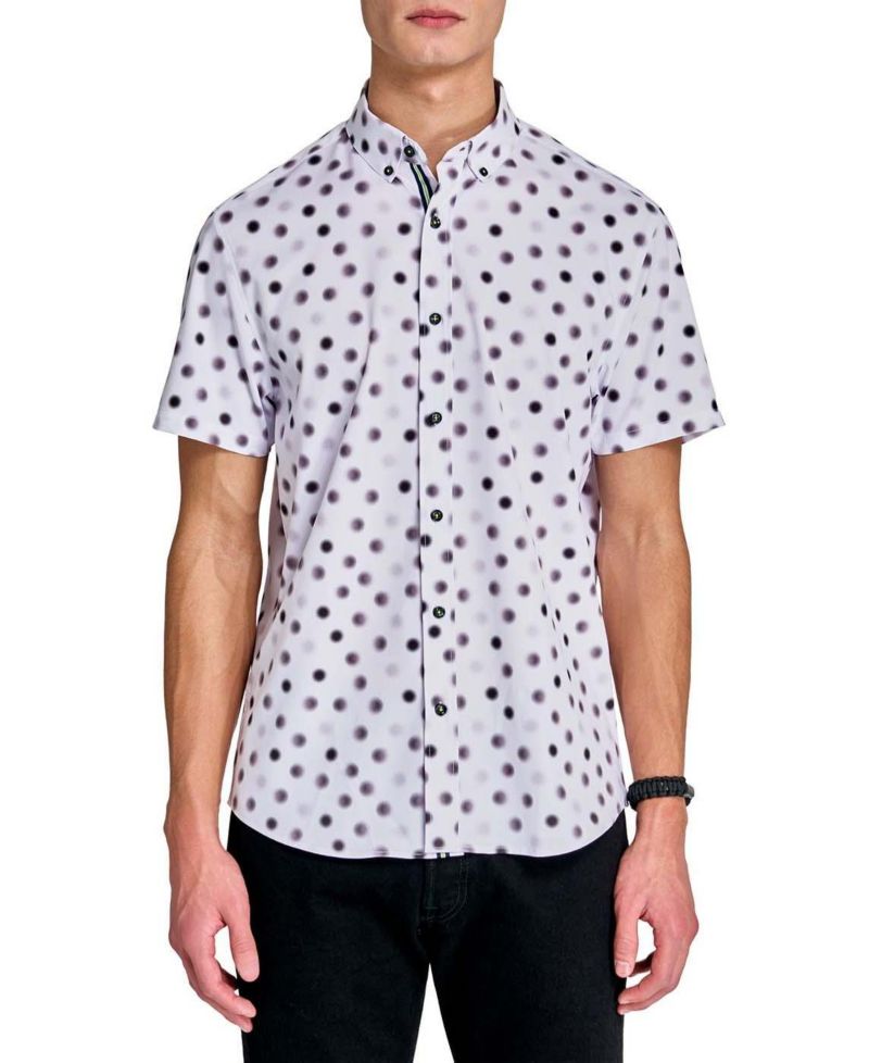 Men's Regular Fit 4-Way Stretch Performance Short Sleeve Button Down