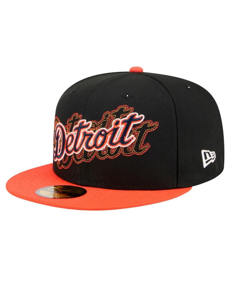 Men's Black Detroit Tigers Shadow Stitch 59FIFTY Hat