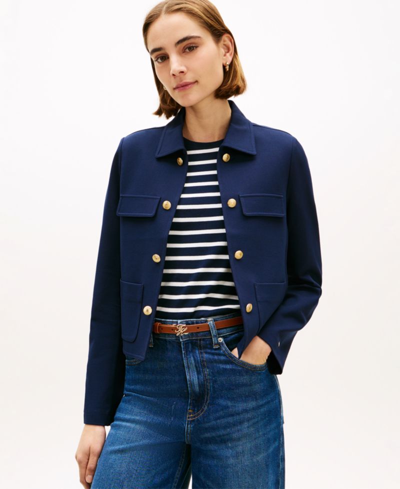 Women's Ponte Knit Band Collar Jacket