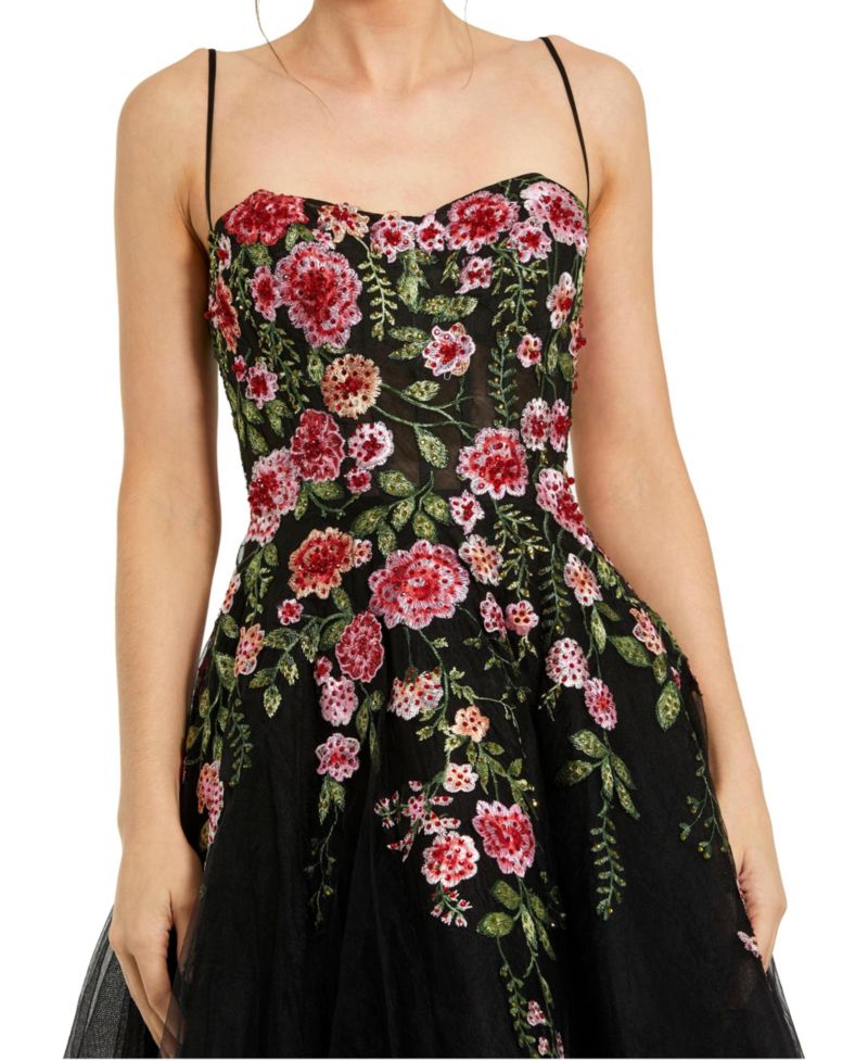 Women's Women's Bustier Embroidered Floral A-Line Dress