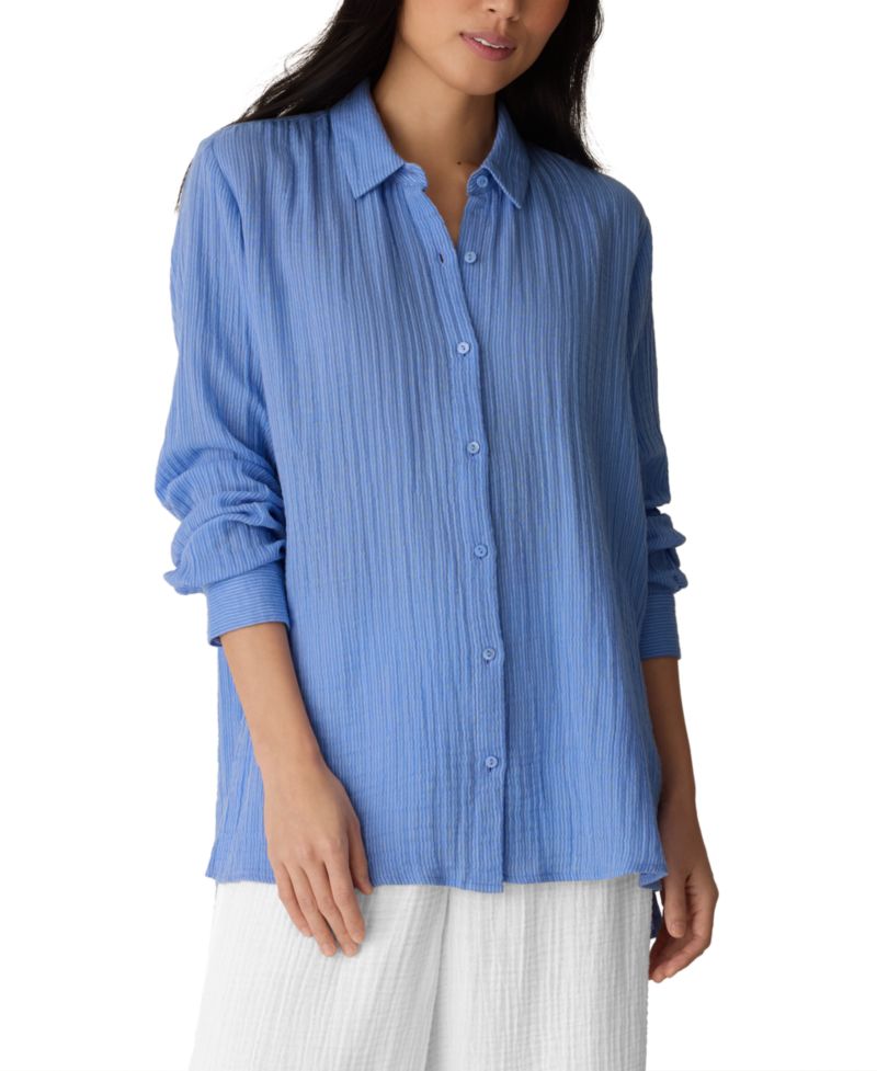 Women's Cotton Striped Long-Sleeve Shirt