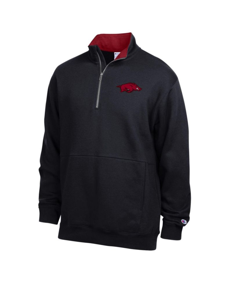 Men's Black Arkansas Razorbacks Fleece Quarter-Zip Pullover