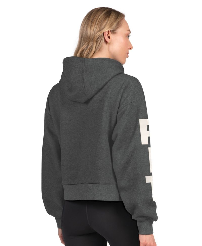 Women's Heather Charcoal Pittsburgh Penguins Star Player Cropped Fleece Hoodie