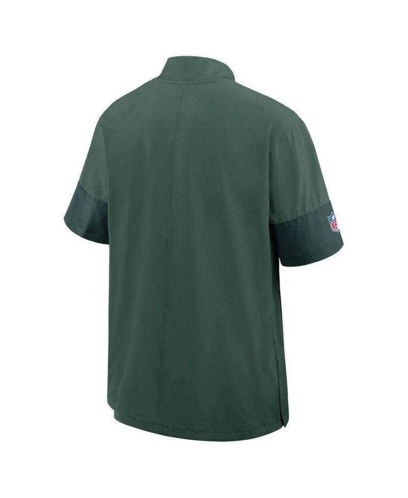 Men's Green Green Bay Packers Sideline Short Sleeve Quarter-Zip Performance Coach Jacket