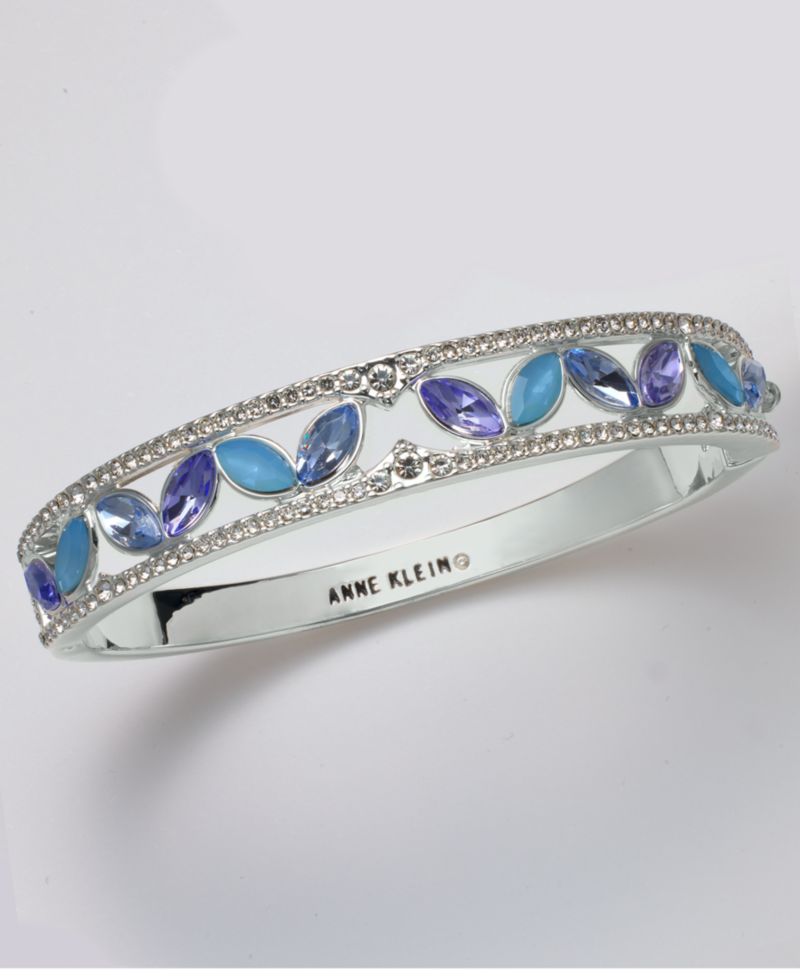 Multi-Stone metal-Tone Hinge Bracelet