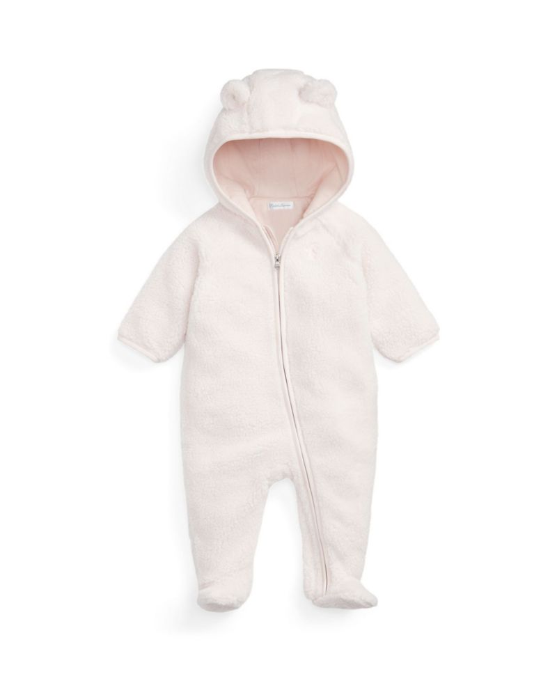 Baby Girls' Bear Ear Bunting Long-Sleeve Pramsuit