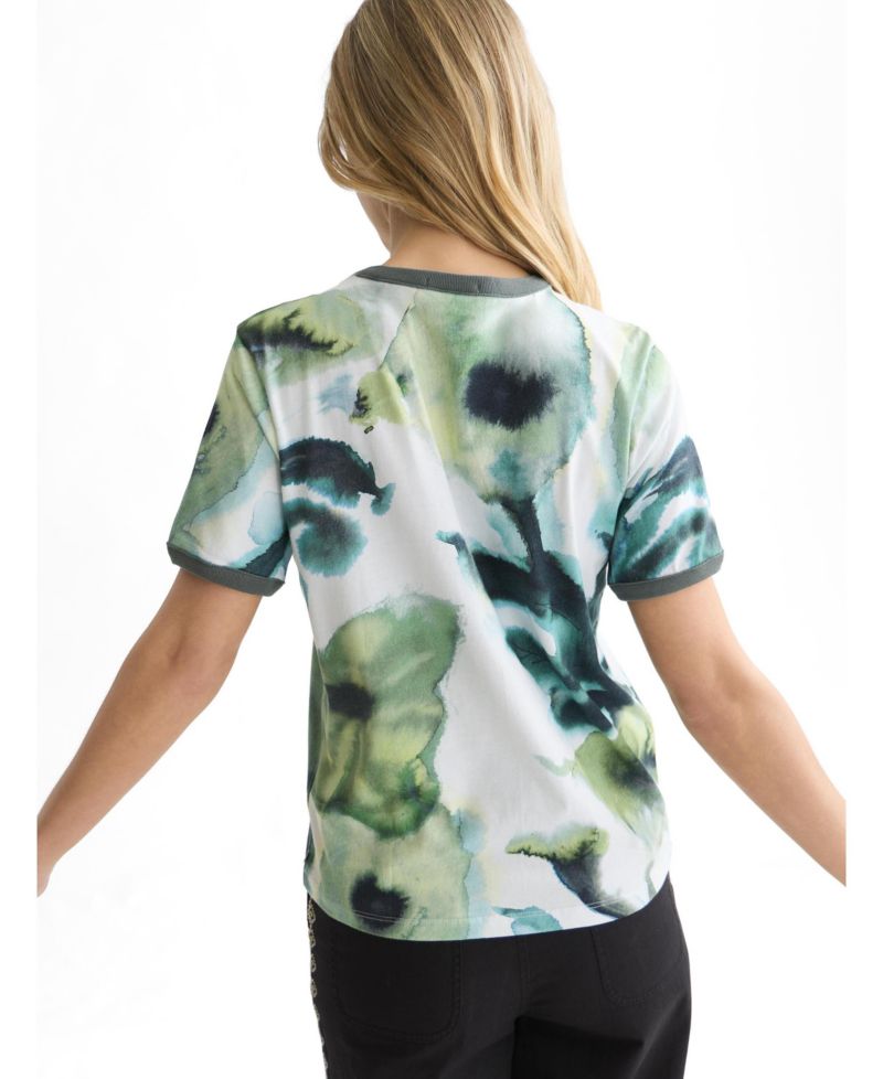 Women's Printed Cotton Short-Sleeve Crewneck T-Shirt