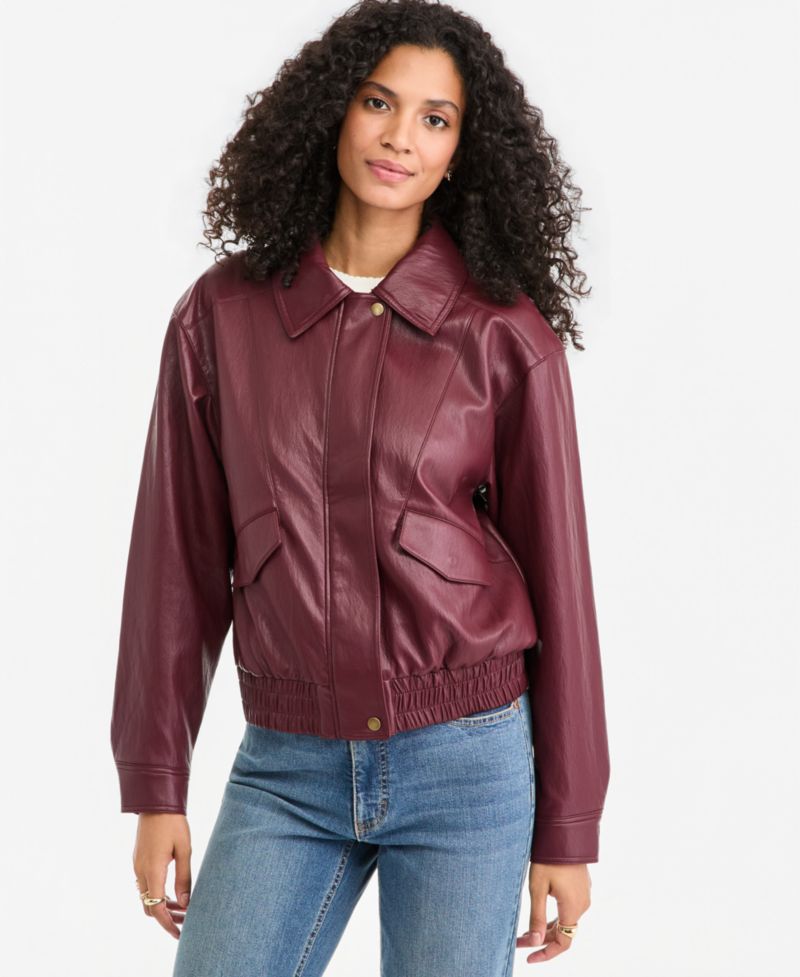 Women's Faux Leather Bomber Jacket