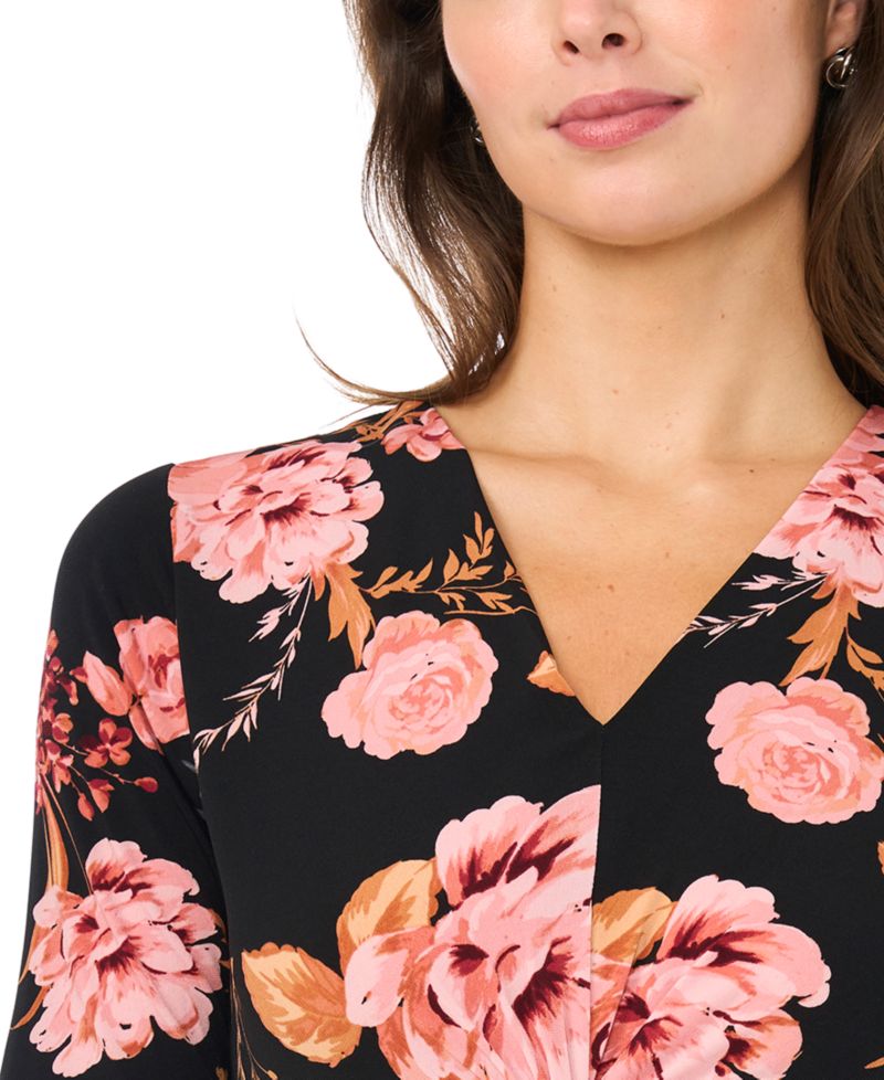 Women's V-Neck Twist Front Midi Dress