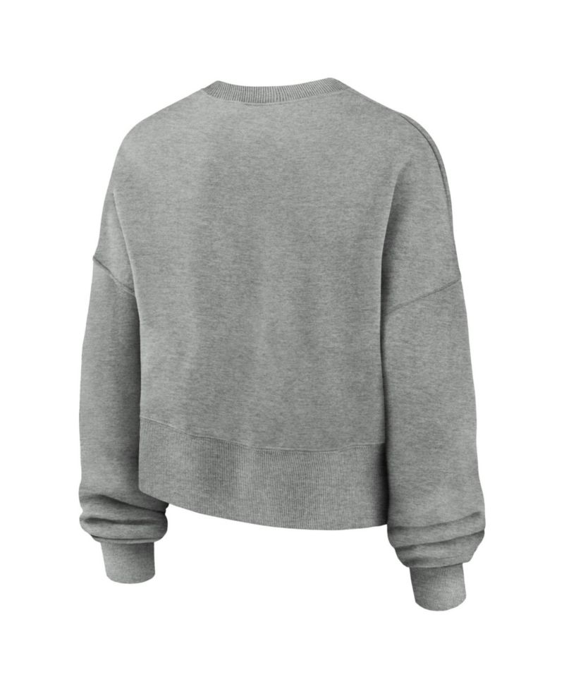 Women's Heather Gray Michigan State Spartans Oversized Phoenix Arch Pullover Sweatshirt