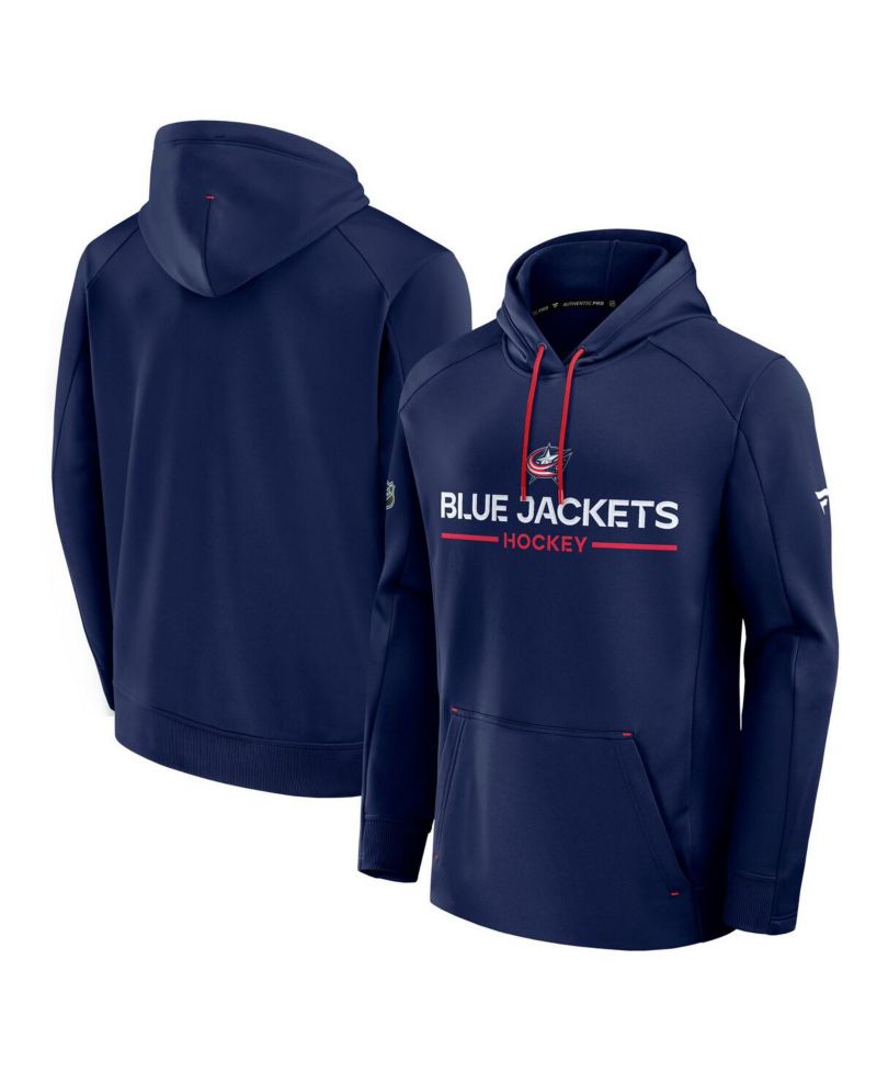 Men's Navy Columbus Blue Jackets Authentic Pro Rink Hoodie