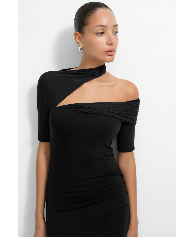 Women's Zola Cutout-Shoulder Jersey Midi Dress with Side Slit