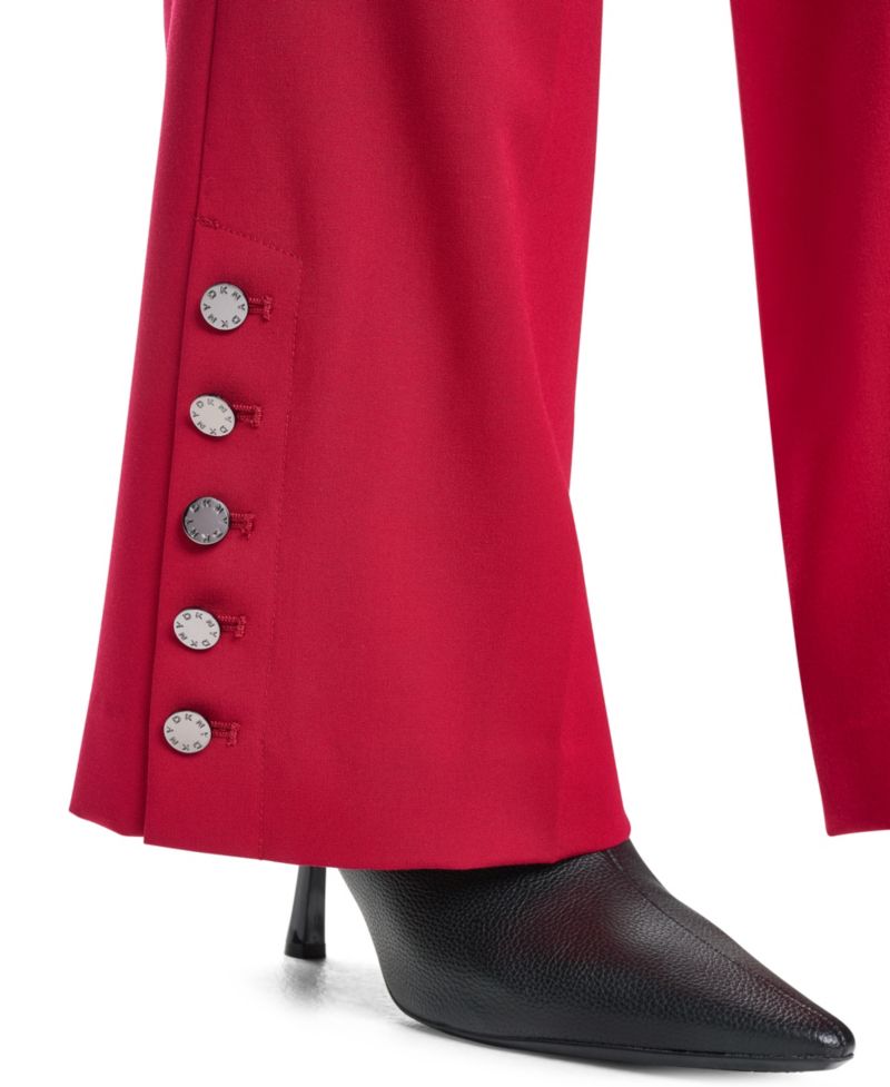 Petite High-Rise Wide-Leg Flat-Front Suit Pants
