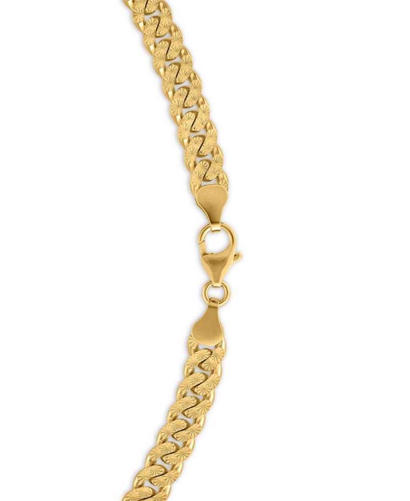 Men's Starburst Diamond-Cut Cuban Link Chain 22" Necklace in 14k Gold over Sterling Silver