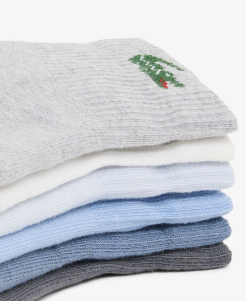 Men's Ribbed Cotton-Blend Crew Socks, 6-Pack
