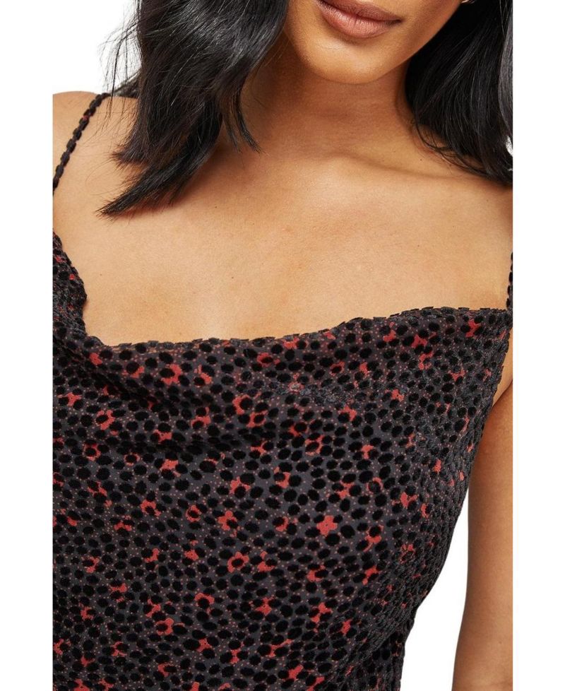 Women's Spot Devore Cowl Neck Maxi Dress.