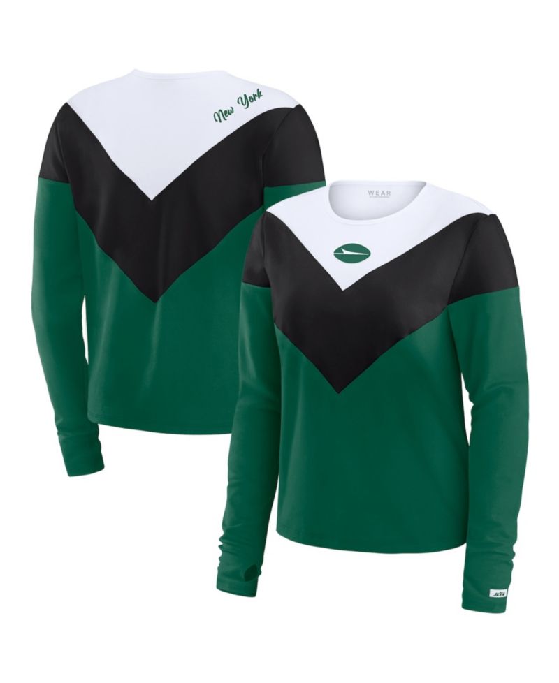 Women's Green/Black New York Jets Plus Size Chevron Tri-Blend Long Sleeve T-Shirt