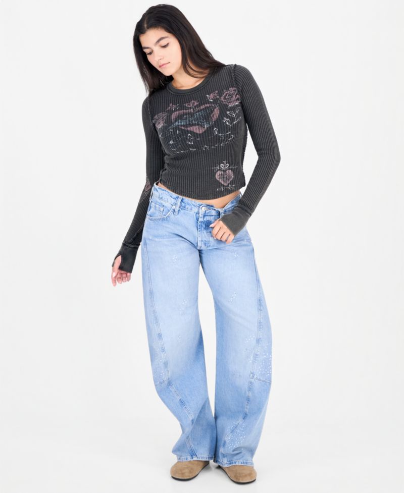 Women's Lucky Locket Long-Sleeve Scoop Neck Graphic T-Shirt