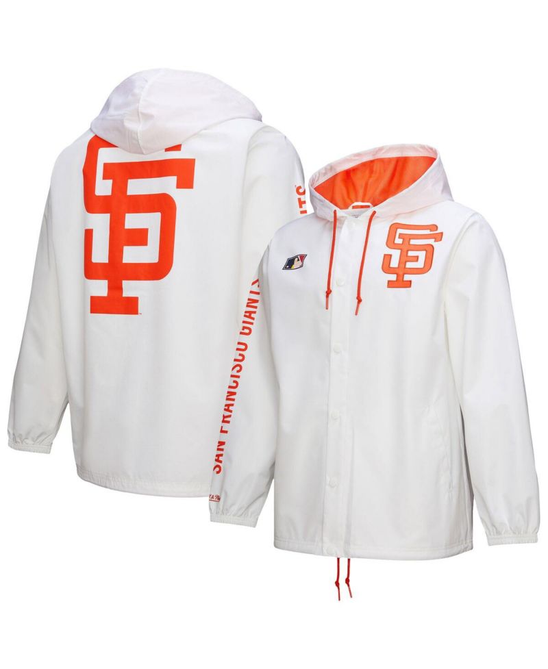 Men's White San Francisco Giants Vintage Full-Snap Hooded Coaches Jacket